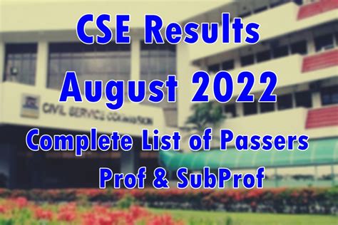 csc result august 7 2022|CSE RESULT: August 2022 Civil Service Exam Passers, .